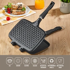 Ambos KUV-0274 Kuvars Ocak Üstü Döküm El Tost Makinesi Siyah