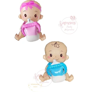 Rönesans Biberonlu Kız Bebek Erkek Bebek Cinsiyet Belirleme Folyo Balon