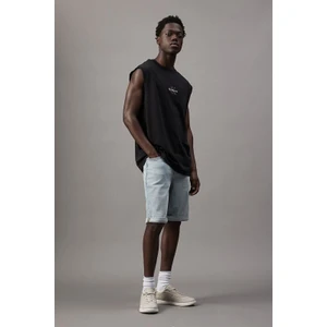 Erkek Ck Sleeveless Kolsuz T-Shirt - Siyah