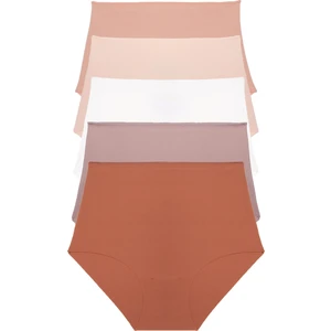 Kadın Külot Ekstra Yüksek Bel Lazer Kesim Esnek Iz Yapmayan 5 Li Paket Polyester Tarçın