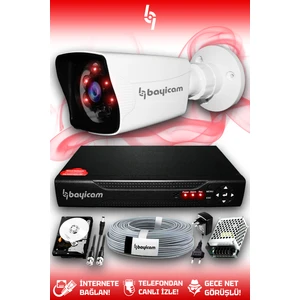 1 Kameralı Kare 1 Dış Kamera Set 250 GB HDD Full HD Gece Görüşlü Güvenlik Kamerası Sistemi