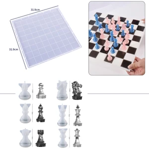 Epoksi Reçine Silikon Kalıp İthal /  Büyük Satranç Set Taş Tozu Silikon Kalıp HB18021-0113