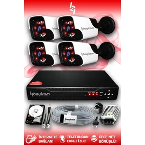4 Kameralı Panda 4 Dış Kamera Set 500 GB HDD Full HD Gece Görüşlü Güvenlik Kamerası Sistemi