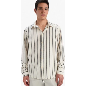 %100 Pamuk Relax Fit Çizgili Uzun Kollu Gömlek E0302AX25SP