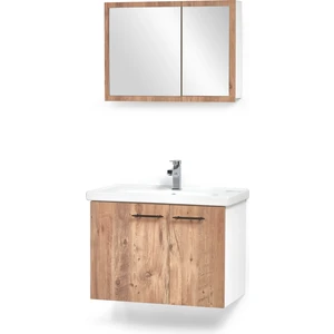 Saydam Banyo Soho 60 cm Alt Üst banyo Dolabı Takımı Atlantik Çam (üst modül tek kapaktır)