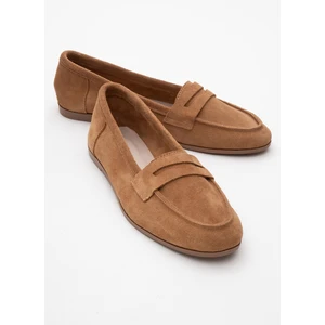 F02 Toprak Süet Hakiki Deri Kadın Loafer Ayakkabı