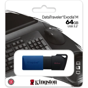 DTXM-64GB 64GB USB3.2 Gen 1 DataTraveler Exodia M (Black + Blue) Flash Bellek