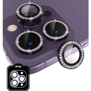 Apple iPhone 14 Pro / Pro Max Için Ipg Prolens Kamera Lens Koruyucu Elmas Taş Çerçeveli, Kırılmaz Cam