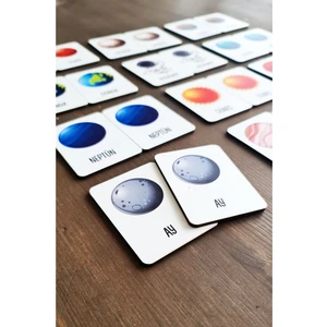 24 Parça Uzay ve Gezegenler Hafıza ve Zeka Kartları Eşleştirme Oyunu Ahşap Eğitici Puzzle Oyuncak