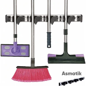 Ege Star Asmatik Alüminyum Duvar Askısı (Çok Amaçlı Fırça Paspas Mop Askı Aparatı)