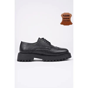 Amour  Bağcıklı Hakiki Deri Kalın Taban Günlük Casual Makosen Kadın Loafer Ayakkabı