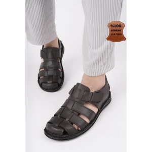 Edinburg Garantili Erkek Günlük Hakiki Deri Rahat Yumuşak Taban Ortopedik Sandalet