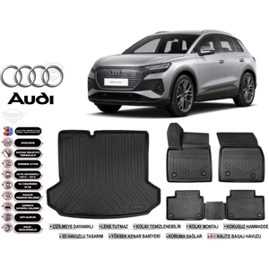 Q4 E-Tron 2025 Model Bagaj Havuzu Araca Özel Siyah Havuzlu Paspas Takımı Sett