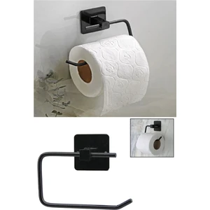 Yapışkanlı Dekoratif Siyah Metal Tuvalet Kağıt Askılığı- Wc Kağıtlık Tutucu - Wc, Banyo Aksesuarı.