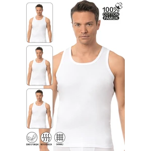 Özkan Underwear 0113 3'lü Paket  Erkek Kalın Askılı Pamuklu Esnek Yumuşak Ribana Atlet