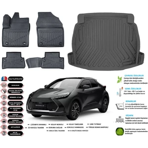 C-Hr 2025 Model Ses Sistemsiz Esnek Bagaj Havuzu Araca Özel Siyah Paspas Takımı