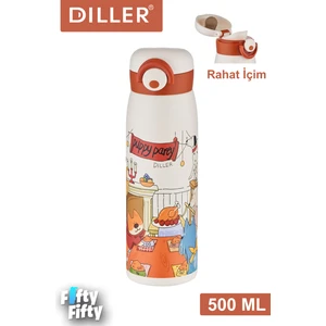 Dıller 500 ml Rahat Içim Paslanmaz Çelik Termos Kilitli Kapak Çelik Süzgeçli -FFDILLERD9214