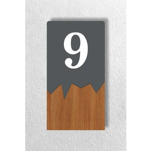 Dikey Lazer Metal Kompozit - Ahşap Apartman Site -Daire Otel Ofis Kapı Numarası - Kapı No:9 Dokuz