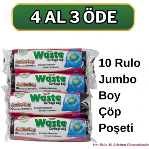 Sa Waste Jumbo Boy Çöp Poşeti 80*110 cm 10'lu Set 100 Adet