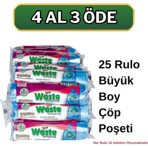 Sa Waste Büyük Boy Çöp Poşeti 65*80 cm 25'li Rulo 250 Adet