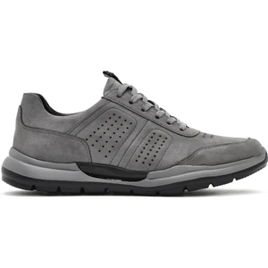 Erkek Gri Bağcıklı Nubuk Deri Sneaker 25SFD6413V3