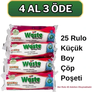 Sa Waste Küçük Boy Çöp Poşeti 40*47 cm 25'li Rulo 1000 Adet