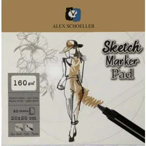 Alex Schoeller Ciltli Sketch Marker Pad 160gr 20X20cm 40 Yaprak A