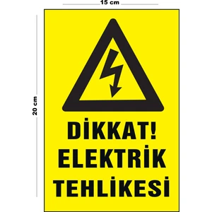 Metal Dikkat Elektrik Tehlikesi 15 cm x 20 cm Uyarı Levhası Yönlendirme Tabelası