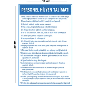 Metal Personel Hijyen Talimatı 15 cm x 20 cm Uyarı Levhası Yönlendirme Tabelası