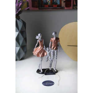 Gümüş Gold Aile Biblo – Anne Baba Çocuk Figürlü Dekoratif Obje