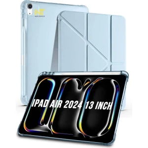 Nezih Case Apple iPad Air 2024 / 2025 13 Inch Uyumlu Tri Folding Kalem Bölmeli Uyku Modlu Akıllı Kılıf