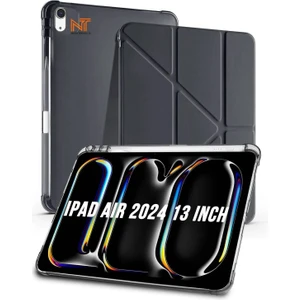 Nezih Case Apple iPad Air 2024 / 2025 13 Inch Uyumlu Tri Folding Kalem Bölmeli Uyku Modlu Akıllı Kılıf