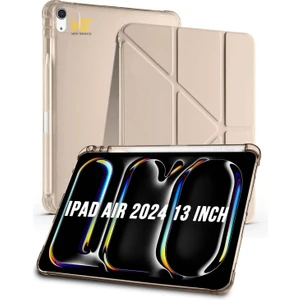 Nezih Case Apple iPad Air 2024 / 2025 13 Inch Uyumlu Tri Folding Kalem Bölmeli Uyku Modlu Akıllı Kılıf