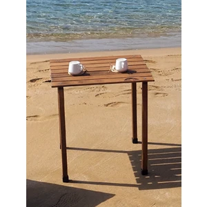 Joyfull Turtle 50X50X50 cm Ahşap Katlanır Rulo Kamp, Piknik, Balkon, Bahçe Masası Ceviz Renk - Kayın
