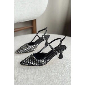 Moda Adam Kadın Erica Topuklu Ayakkabı - Hasır-Siyah