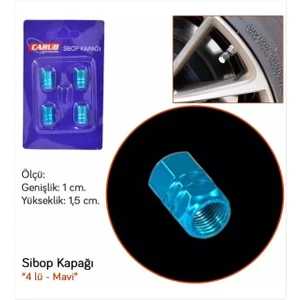 Sibop Kapağı 4 Lü  Alüminyum Mavi Renk Araba Motosiklet