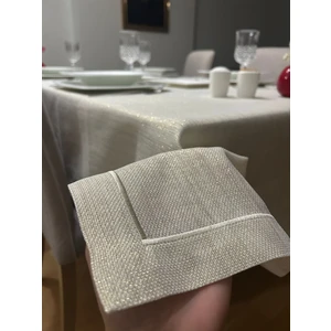 Zeren Home Piko Sarma Detaylı Polyester Keten Dertsiz Simli Masa Örtüsü
