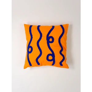 Electric Flow - Soyut Desen - Punch Kırlent Kılıfı - Turuncu/Saks