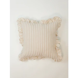 Galia Tasarım Bohem Çizgili Fırfırlı Kırlent Kılıfı - Krem Çizgili