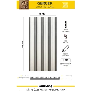 60X280Akustik Ahşap Duvar Paneli - 1 Adet
