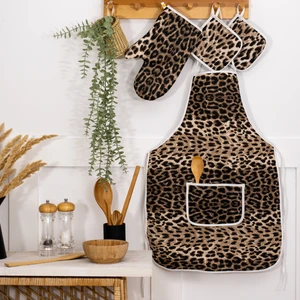 4'lü Mutfak Çeyiz Seti ; Mutfak Önlüğü , Fırın Eldiveni ve Tutacak Takımı