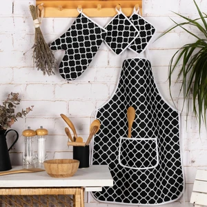 4'lü Mutfak Çeyiz Seti ; Mutfak Önlüğü , Fırın Eldiveni ve Tutacak Takımı