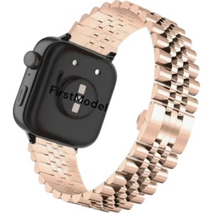 Huawei Watch Fit 3,4,4 Pro Uyumlu Rolex Stil Paslanmaz Çelik Kordon Pim Çevirici Aparatı ile Rose Gold
