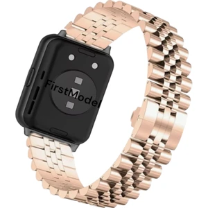 Huawei Watch Fit 2 Uyumlu Rolex Stil Paslanmaz Çelik Kordon Pim Çevirici Aparatı ile Rose Gold