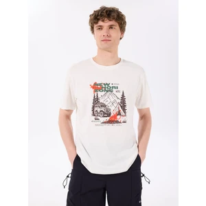 Discovery Expedition D5SM-TST3838 Kırık Beyaz Bisiklet Yaka Relaxed Baskılı Erkek T-Shirt