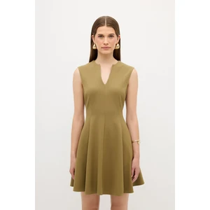 V Yaka Elbise Olive 12442906002