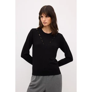 Açıklıklı Triko Kazak Siyah 13944045000