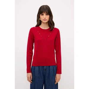 Açıklıklı Triko Kazak Bordo 13944045000