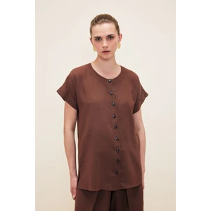 Kısa Kollu Bluz Kahve 115L6223001