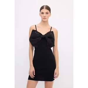 Fiyonk Detaylı Mini Triko Elbise Siyah 12444677000